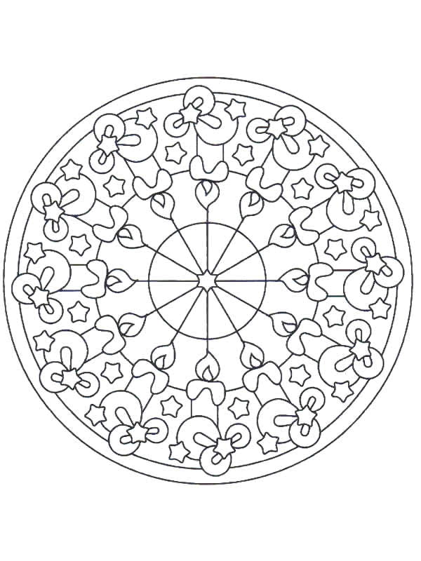 Kidsnfun Kleurplaat Mandala Kerstmis Kerstmis Mandala kaarsen